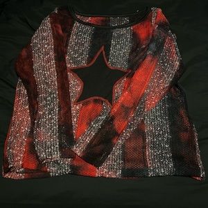 See-through mesh red and black sweater from SHEIN and it has never been worn